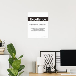 Poster Citação de Excelência Decoração Minimalista para P