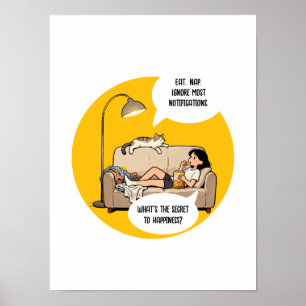Poster Citação de Humor de Amante de Gato Introvertido En