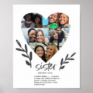 Poster Citação de Irmãs Modernas Foto Coração
