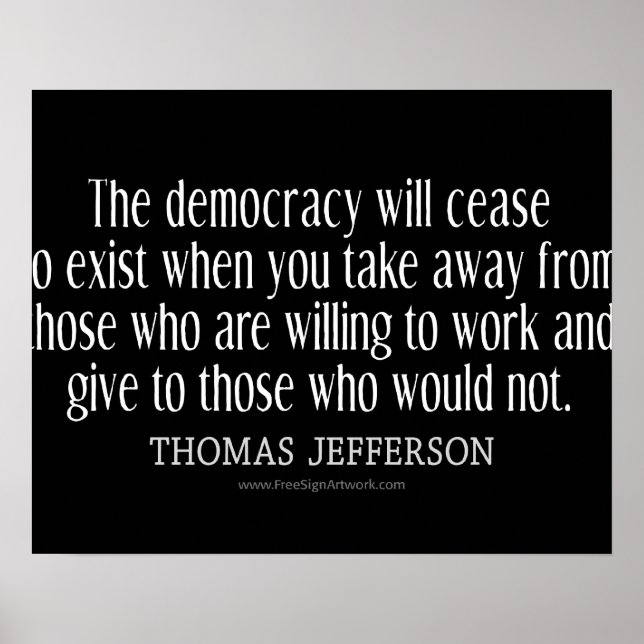 Póster Citação de Jefferson sobre Democracia (Frente)