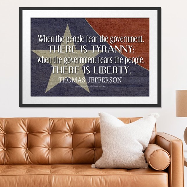 Póster Citação de Jefferson Sobre Liberdade e Tirania (Patriotic Poster)