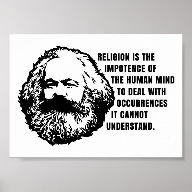 Poster Citação de Karl Marx Sobre Religião (Frente)