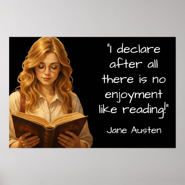 Poster Citação de leitura de Jane Austen (Frente)