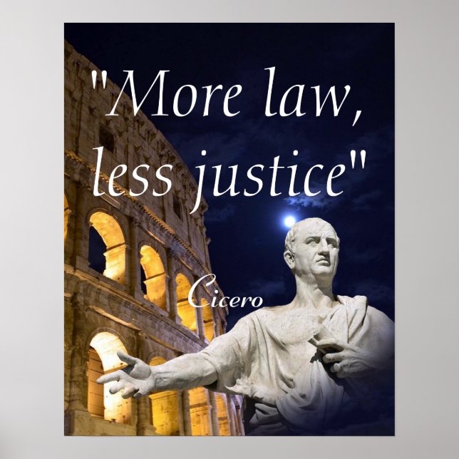 Poster Citação de Marcus Tullius Cícero Sobre Lei e Justi (Frente)