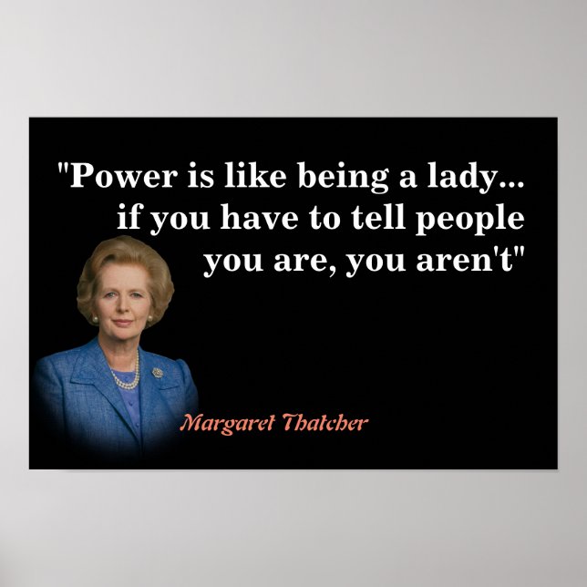 Poster Citação de Margaret Thatcher Sobre Poder (Frente)