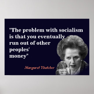 Poster Citação de Margaret Thatcher sobre Socialismo