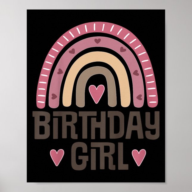 Poster Citação de Menina de Aniversário Infantil Boho Arc (Frente)