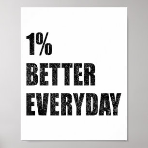 Poster Citação de Motivação 1% Melhor Todos os Dias Inspi