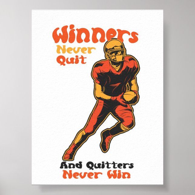 Poster Citação de Motivação de Futebol para Vencedores Nu (Frente)