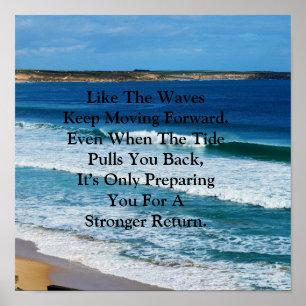 Poster Citação De Motivação De Praia: Como As Ondas Conti