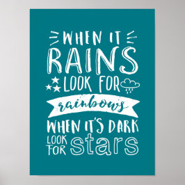 Póster Citação de Motivação Inspiracional Pense Positiva