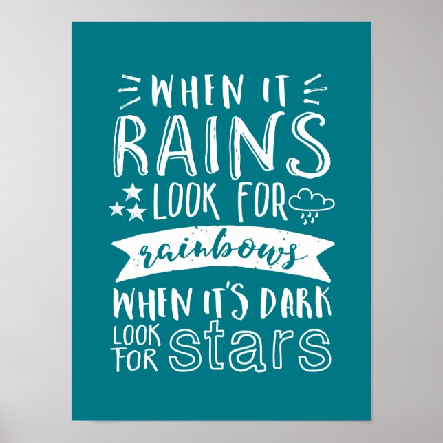 Póster Citação de Motivação Inspiracional Pense Positiva (Frente)