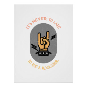 Póster Citação de Música Inspiradora Rock On Negrito