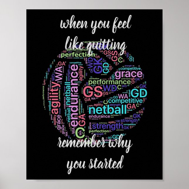 Poster Citação de Netball Motivacional (Frente)