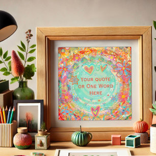 Poster Citação de Nome Personalizada de Laranja Floral La