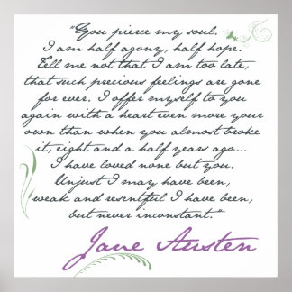 Póster Citação de Persuasão de Jane Austen #1