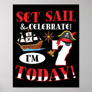 Poster Citação de Pirata de Aniversário de 7 Anos para um