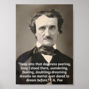Poster Citação de Poe sobre Escuridão e Sonhos