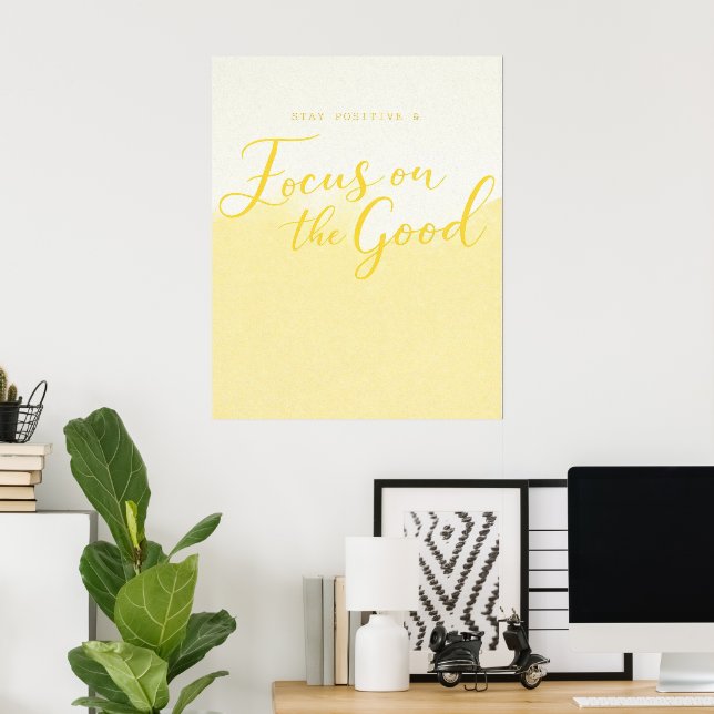 Poster Citação de Positividade com Gradiente Amarelo – Pa (Escritório em casa)