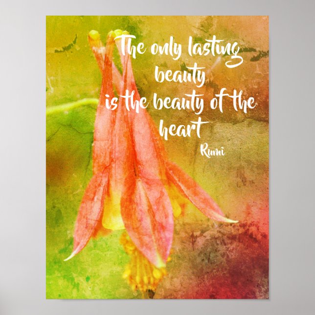 Poster Citação de Rumi Inspiracional Columbine de Beleza  (Frente)
