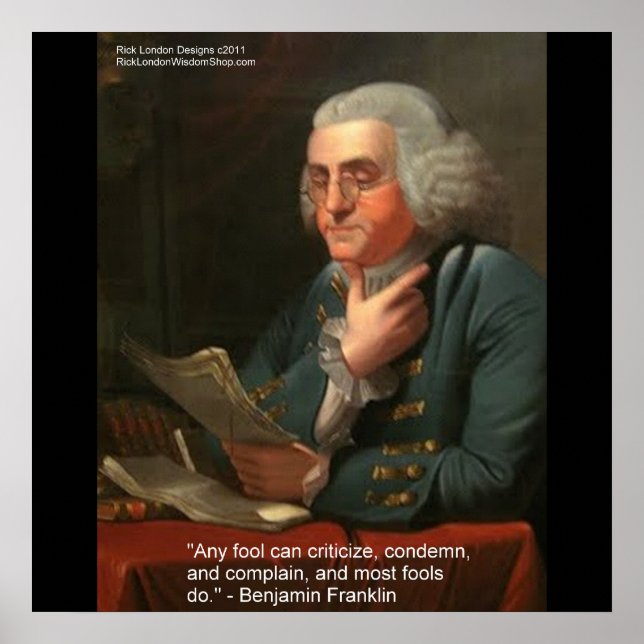 Poster Citação de Sabedoria de Ben Franklin "Qualquer Tol (Frente)
