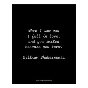 Póster Citação de Shakespeare - Eu Me Apaixonei