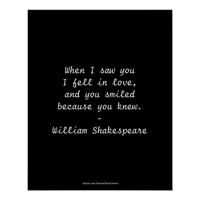 Póster Citação de Shakespeare - Eu Me Apaixonei (Frente)