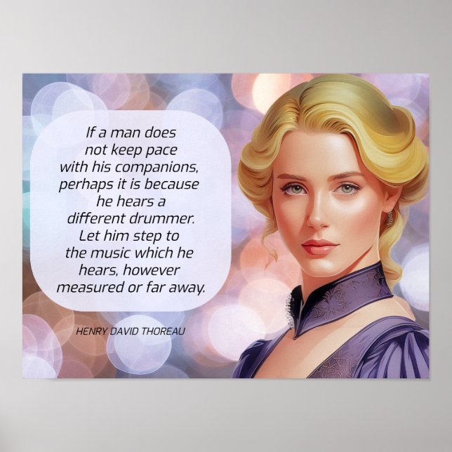Poster Citação de tambor diferente Thoreau (Frente)