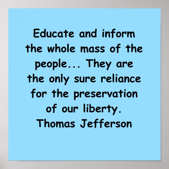 Póster citação de thomas jefferson (Frente)