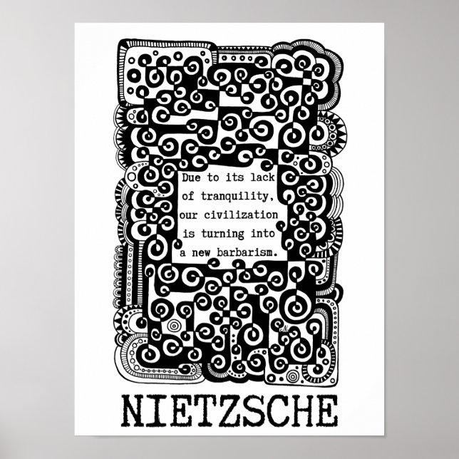 Poster Citação de TRANQUILIDADE e barbarismo de Nietzsche (Frente)