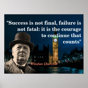 Poster Citação De Winston Churchill Na Coragem
