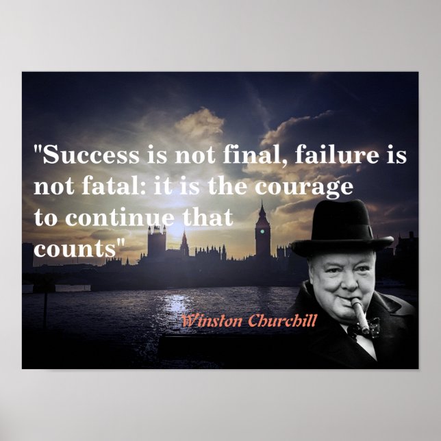 Poster Citação de Winston Churchill sobre Coragem (Frente)