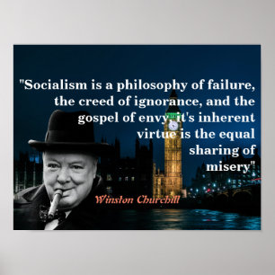 Poster Citação de Winston Churchill sobre Socialismo