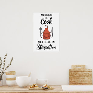 Poster Citação Divertida Cozinha