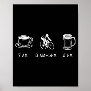 Poster Citação Divertida de Humor de Ciclismo Café Viagem