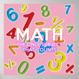 Poster Citação Divertida de Matemática Legal Moderno Rosa