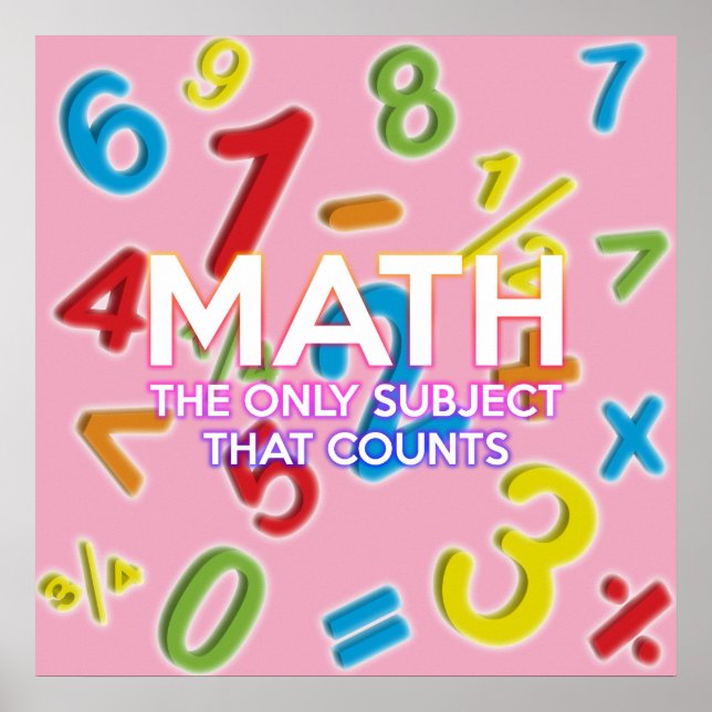 Poster Citação Divertida de Matemática Legal Moderno Rosa (Frente)