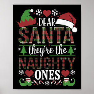 Poster Citação Divertida de Natal Querido Papai Noel Eles