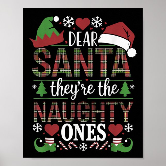 Poster Citação Divertida de Natal Querido Papai Noel Eles (Frente)