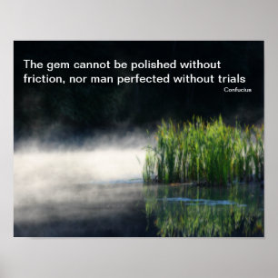 Póster Citação do Confucius Inspiracional Pond Mist