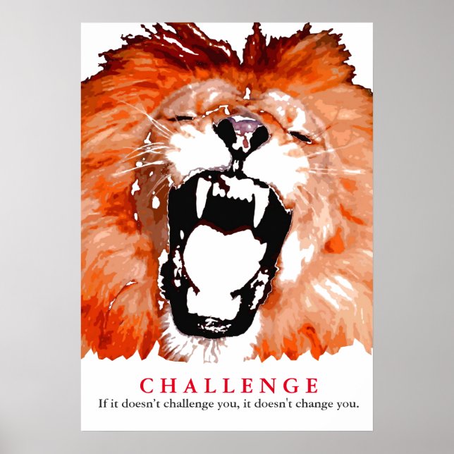 Póster Citação do Desafio Motivacional do Lion de Arte po (Frente)