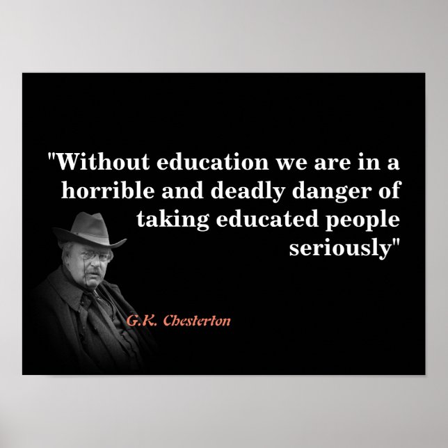 Poster Citação do G.K. Chesterton sobre Educação (Frente)