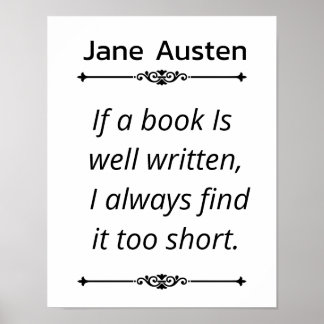 Poster Citação do Livro de Jane Austent - Se um livro est