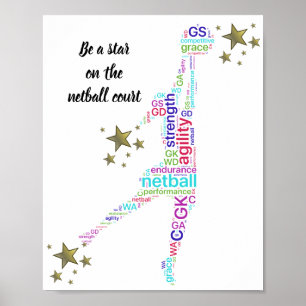 Póster Citação do Netball Star Motivacional