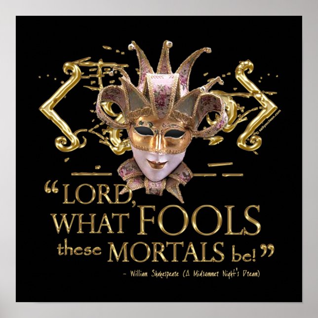 Póster Citação dos Sonhos da Noite de Verão (Versão Doura (Frente)