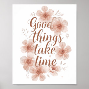 Poster Citação Elegante de Paciência e Crescimento