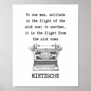 Poster Citação em preto e branco SOLITUDE de Nietzsche
