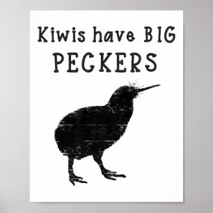 Poster Citação engraçada da Nova Zelândia Os kiwis têm bi