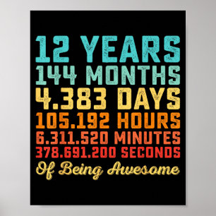 Poster Citação engraçada de aniversário de 12 anos de ida