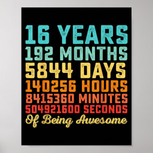 Poster Citação engraçada de aniversário de 16 anos Matemá